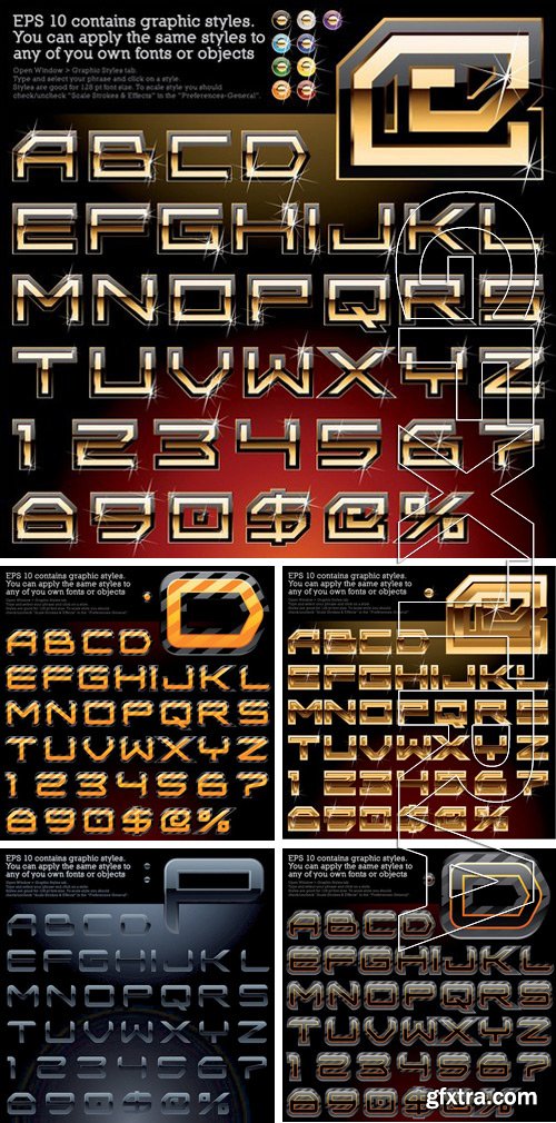 Stock Vectors - Gold and metallic alphabet
