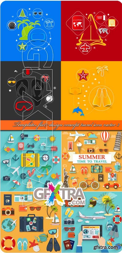 Templates flat design concept travel icon vector 3
