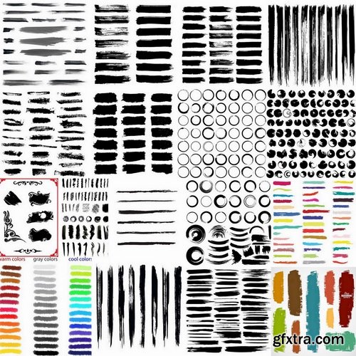 Grunge Brush strokes and circles - 25 Eps