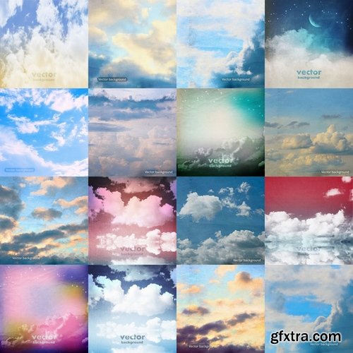 Beautiful sky backgrounds in vector - 24 Eps