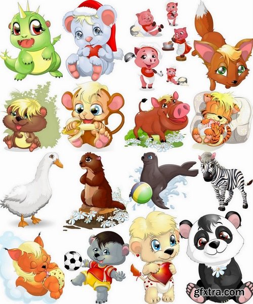 Beautiful animals in vector set from stock #5 - 25 Eps