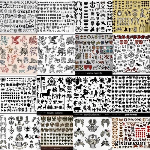 Heraldic design elements in vector from stock - 25 Eps