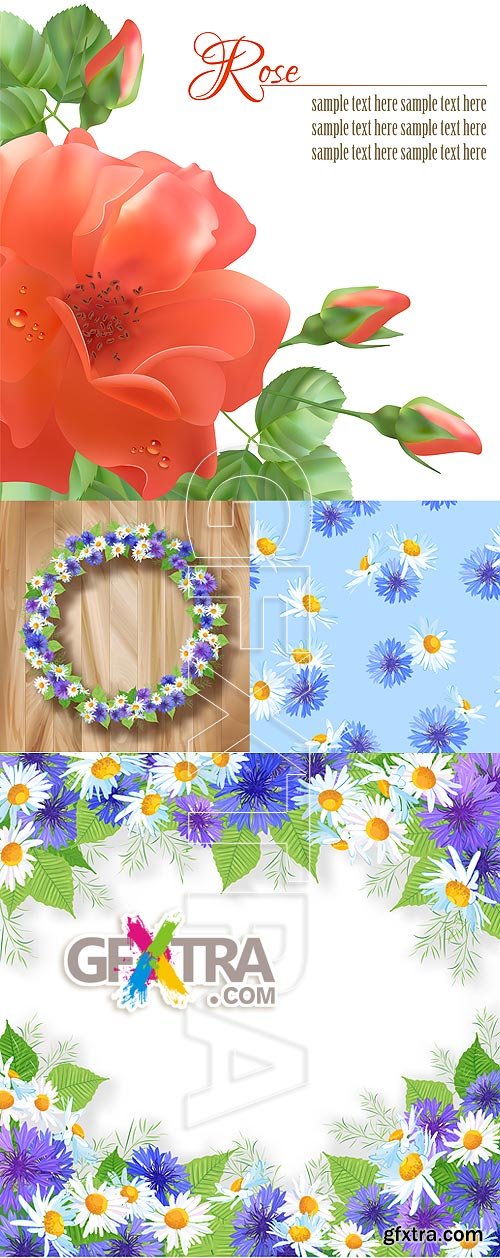 Stock vector - Flowers vector 4