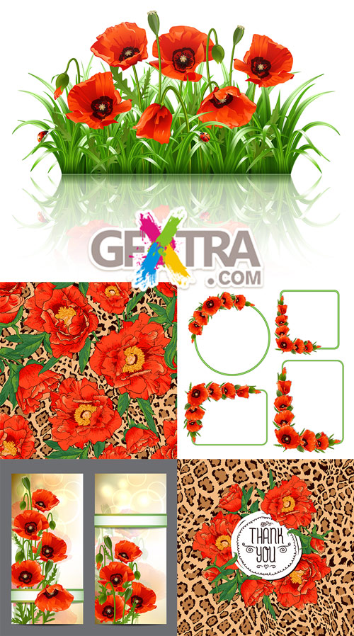 Poppies backgrounds vector stock