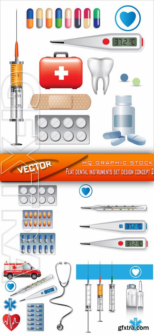 Stock Vector - Flat dental instruments set design concept 2