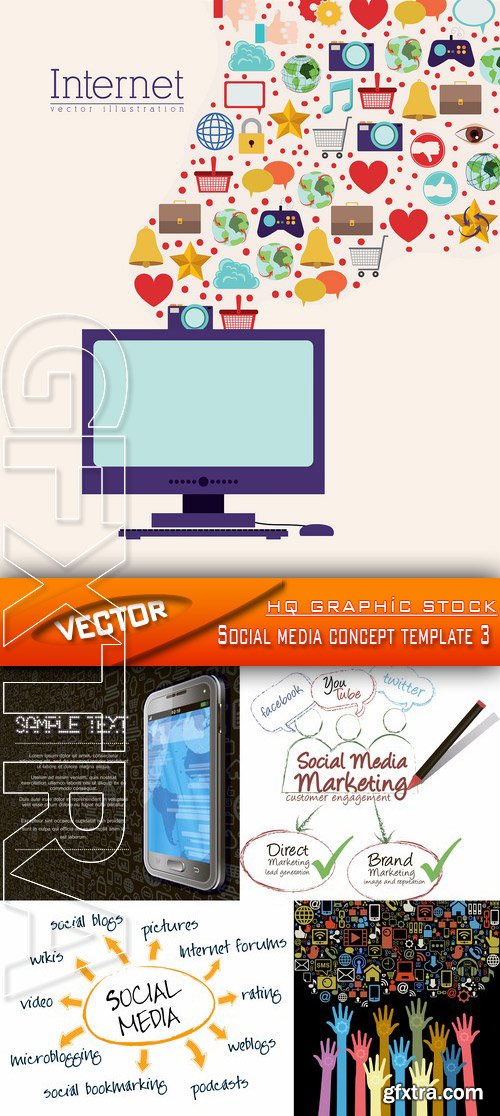 Stock Vector - Social media concept template 3