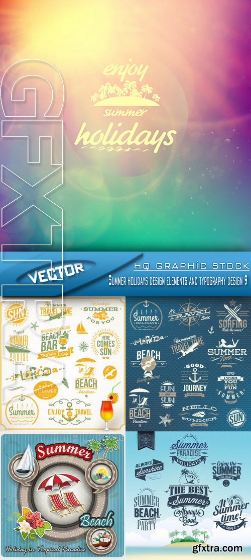 Stock Vector - Summer holidays design elements and typography design 9