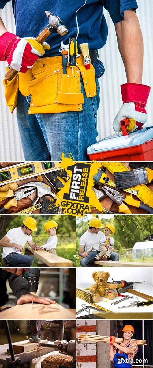 Stock Photo: Tools and construction and construction