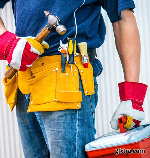 Stock Photo: Tools and construction and construction