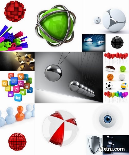 Abstract Elements and 3D render objects - 25 HQ Jpg