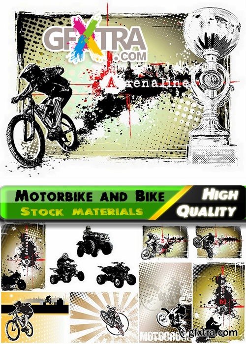 Grunge backgrounds with Motorbike and Bike - 25 Eps