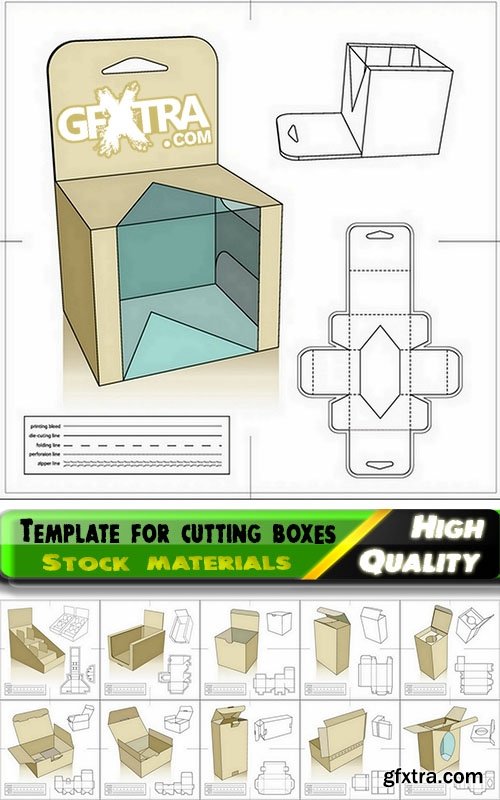 Template for cutting boxes in vector from stock - 40 Eps