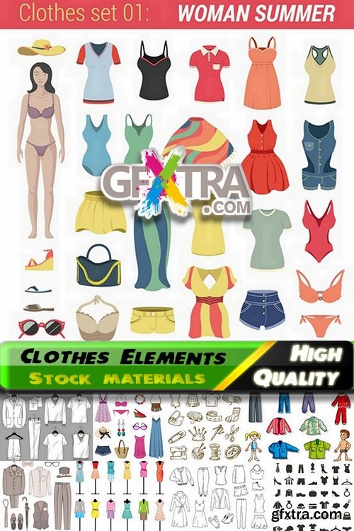 Set of Differnt Clothes Elements in vector from stock - 25 Eps
