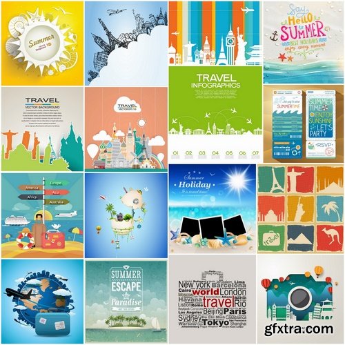 Travel concept Summer vacation in vector from stock - 25 Eps