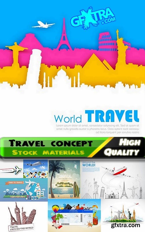 Travel concept Summer vacation in vector from stock - 25 Eps