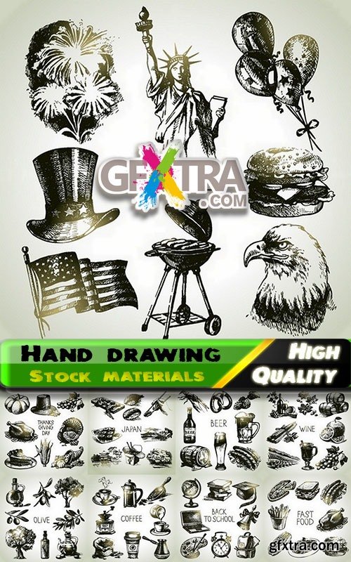 Set of Hand drawing illustration objects in vector from stock - 25 Eps