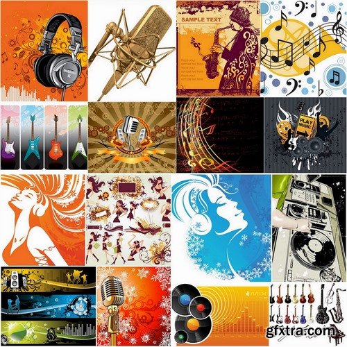 Musical Instruments and Music backgrounds in vector from stock - 25 Eps