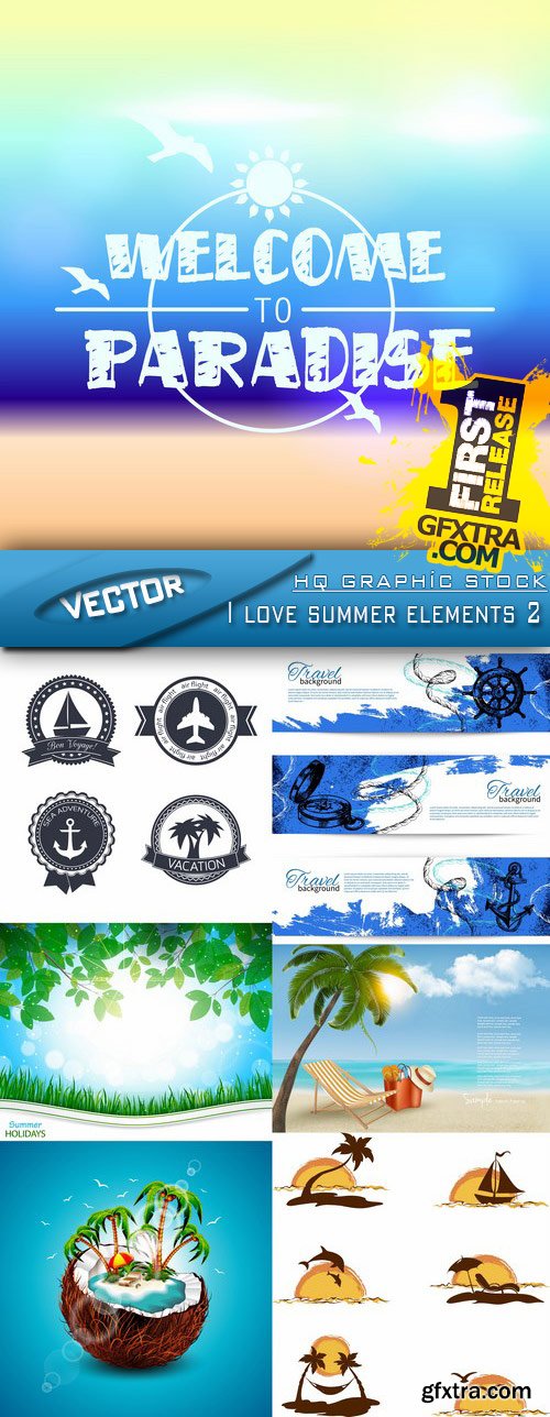 Stock Vector - I love summer elements 2