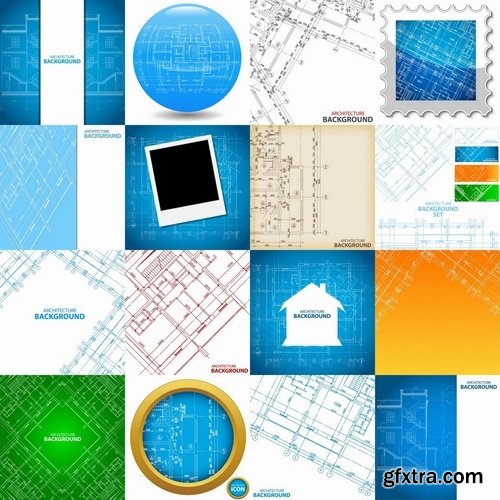 Drawings of buildings and architecture backgrounds - 25 Eps