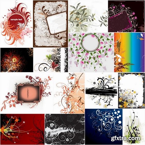 Abstract backgrounds with flowers and leaves elements #11 - 25 Eps