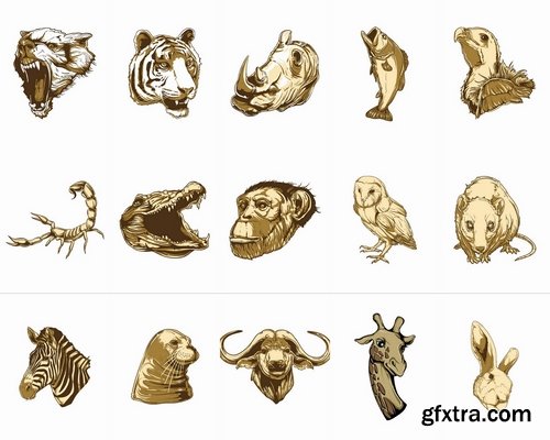 Set of vector wildlife animals from stock - 25 Eps