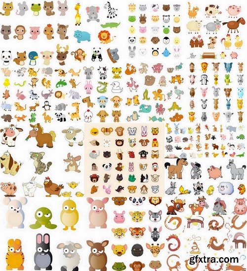 Funny cartoon animals in vector from stock - 20 Eps - 5 Svg