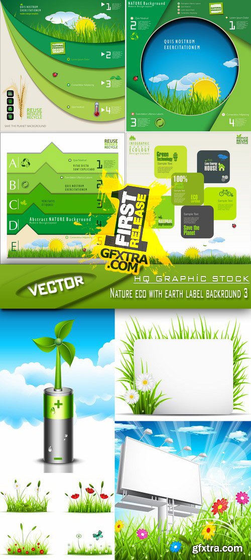 Stock Vector - Nature eco with earth label backround 3
