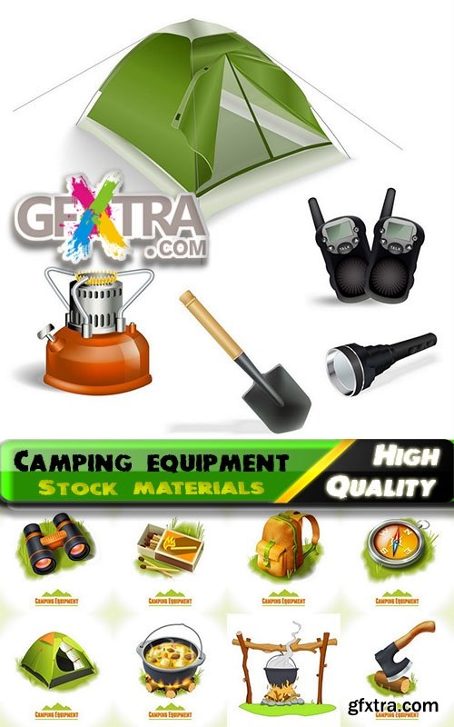 Camping equipment in vector from stock - 22 Eps - 3 Svg