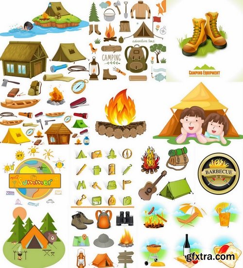 Camping equipment in vector from stock - 22 Eps - 3 Svg
