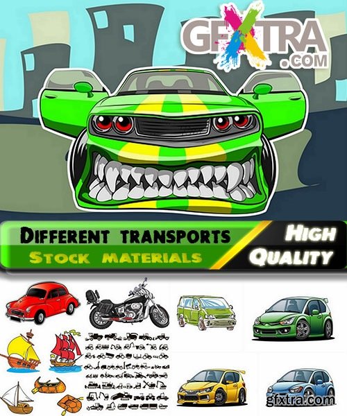 Set of different transports element in vector from stock - 21 Eps - 4 Ai