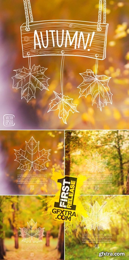 Autumn Nature Blurs Backgrounds Vector
