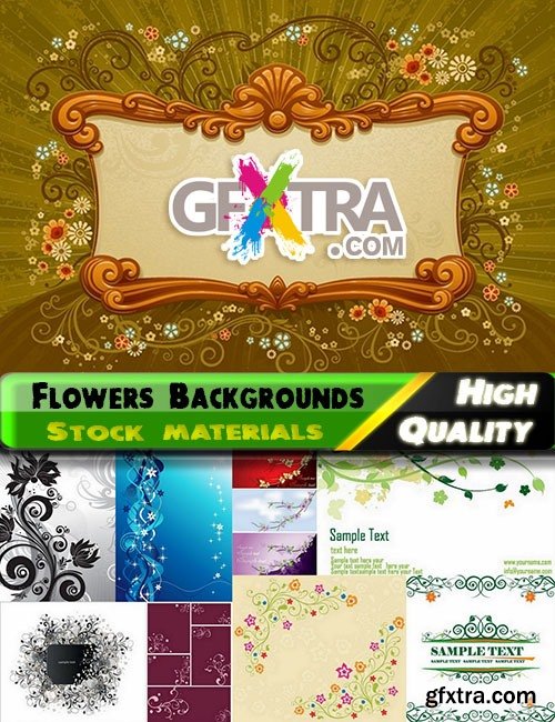 Abstract backgrounds with flowers and leaves elements #14 - 25 Eps