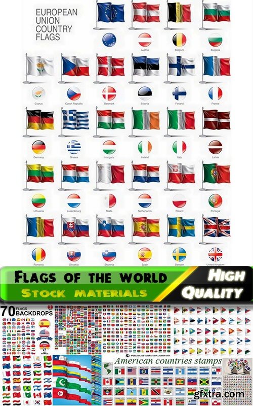 Flags of the world big Set in vector from Stock - 25 Eps