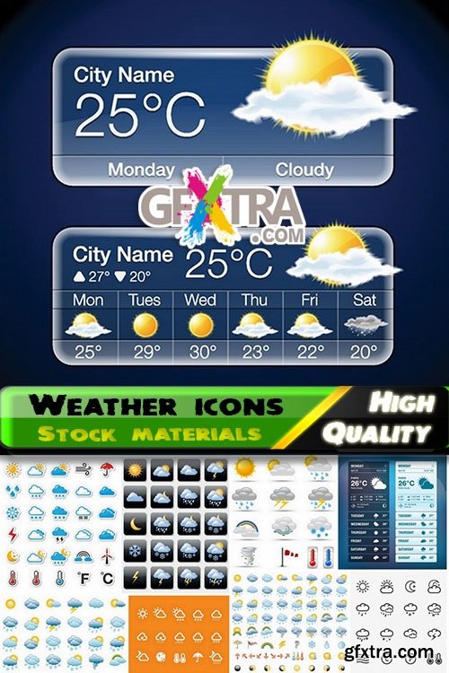 Weather icons and Elements in vector from stock - 25 Eps