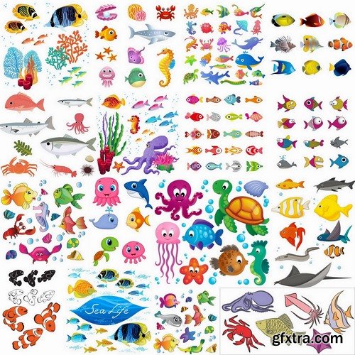 Fish of Ocean in vector from stock - 25 Eps