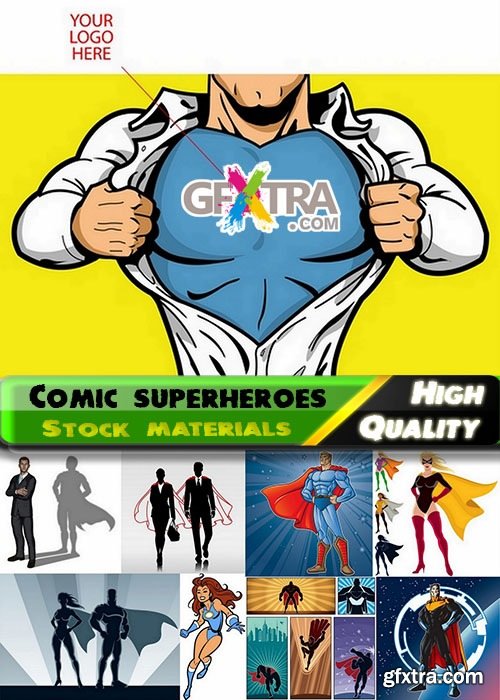 Comic superheroes of cartoons in vector from stock - 25 Eps