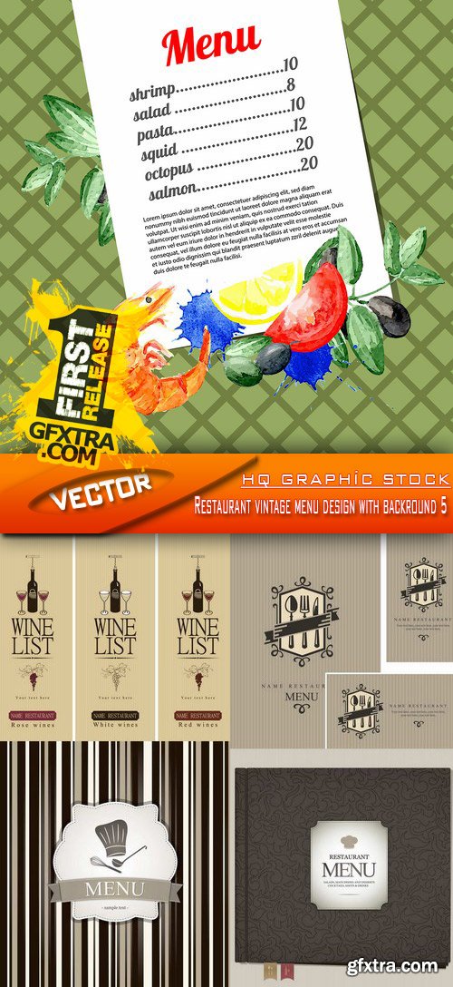 Stock Vector - Restaurant vintage menu design with backround 5