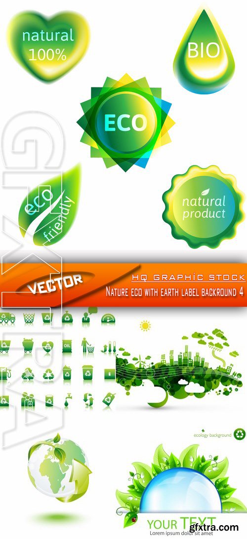 Stock Vector - Nature eco with earth label backround 4
