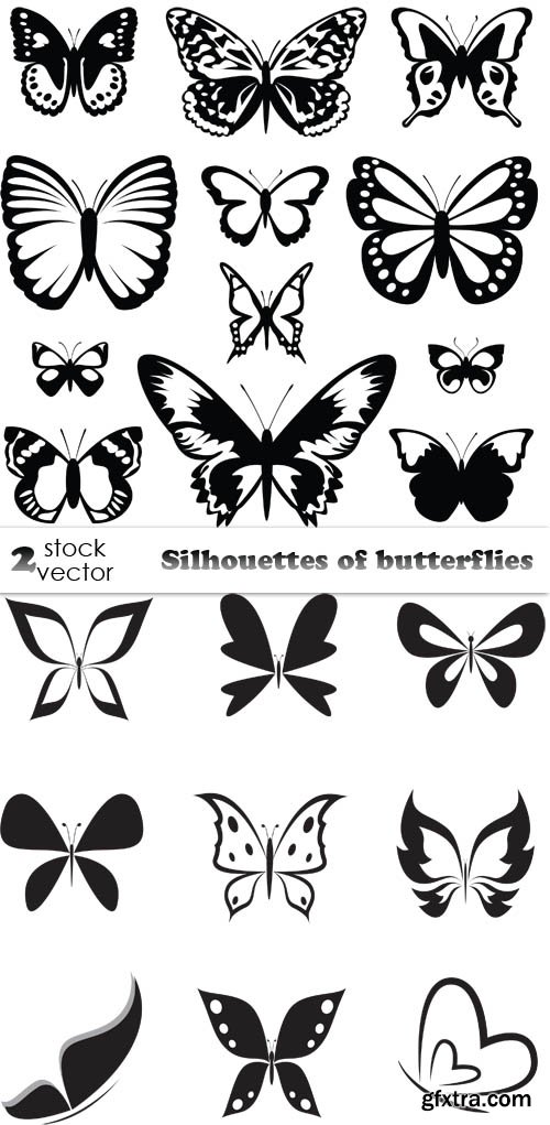 Vectors - Silhouettes of butterflies