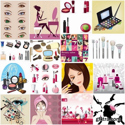 Makeup and beauty womans elements in vector from stock - 25 Eps