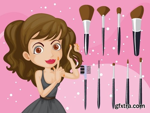 Makeup and beauty womans elements in vector from stock - 25 Eps