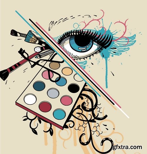 Makeup and beauty womans elements in vector from stock - 25 Eps