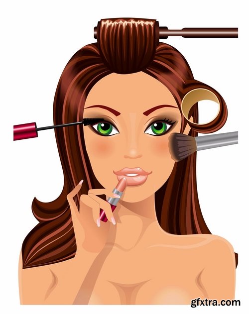 Makeup and beauty womans elements in vector from stock - 25 Eps