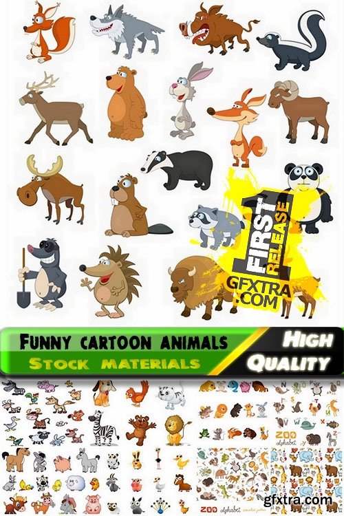 Funny cartoon animals in vector from stock #2 - 25 Eps