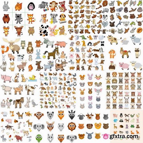 Funny cartoon animals in vector from stock #2 - 25 Eps