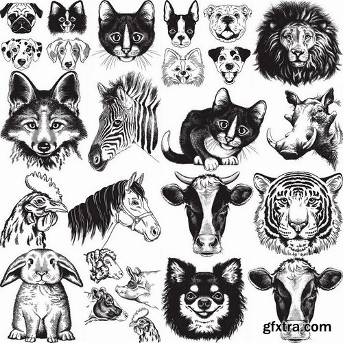Sketch of animals in vector from stock - 25 Eps