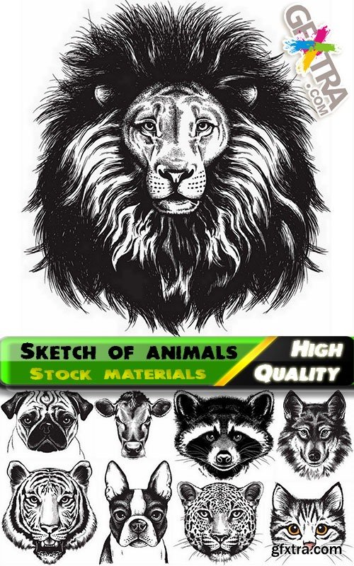 Sketch of animals in vector from stock - 25 Eps