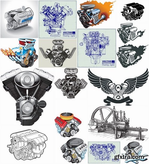 Different Engines in vector from stock - 25 Eps