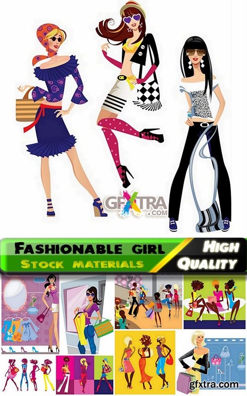 Beautiful fashionable girl and a girl with shopping bags - 25 Eps