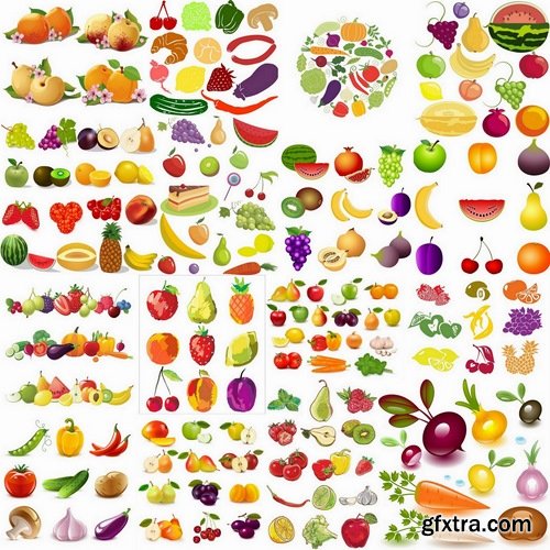 Illustration of beautiful fruits and vegetables in vector from stock - 25 Eps